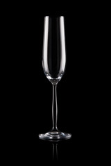 sekt glass isolated on black background
