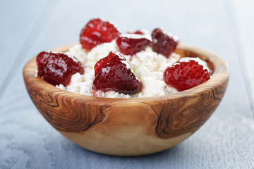 cottage cheese with preserved strawberry