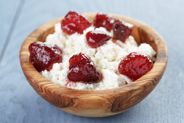 cottage cheese with preserved strawberry
