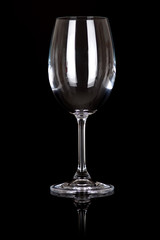 wine glass isolated on black