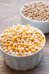 macro shot of corn, soybeans