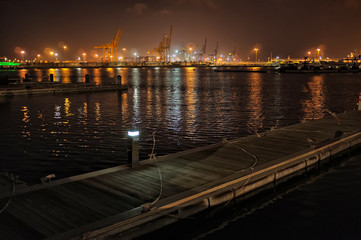 Marine docks at night