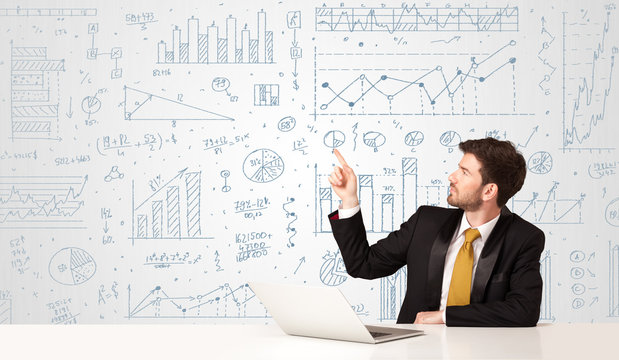 Businessman with diagram background