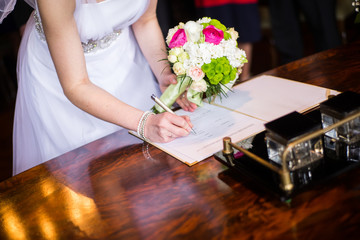 Brides signature on her wedding day.