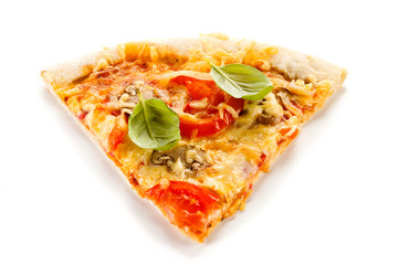 Piece of pizza on white background 