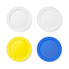 Disposable plates set Isolated 