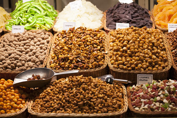 Nuts and almonds in the market
