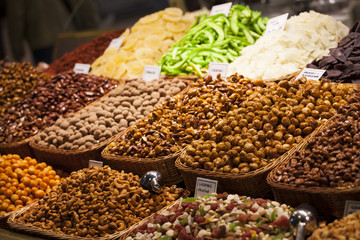Nuts and almonds in the market