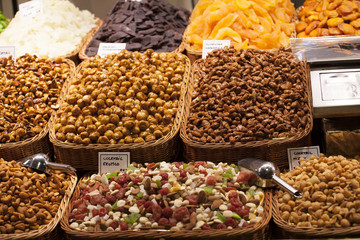 Nuts and almonds in the market