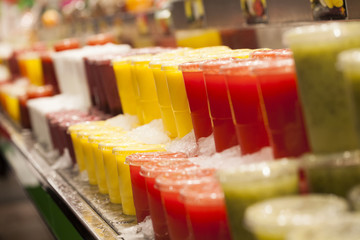 Fresh fruits juices exposed