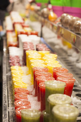Fresh fruits juices exposed