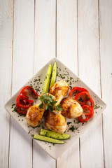 Grilled chicken legs and vegetables 