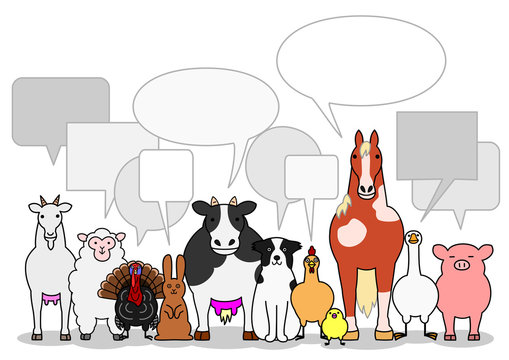 cattle animals group with speech bubbles