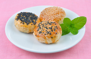 Asian Traditional Dessert, Thai Cake or Chinese Pastry filled wi