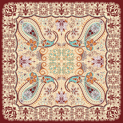 Paisley floral scarf design