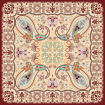 Paisley floral scarf design