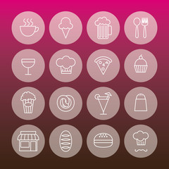 set of line icon related to restaurant