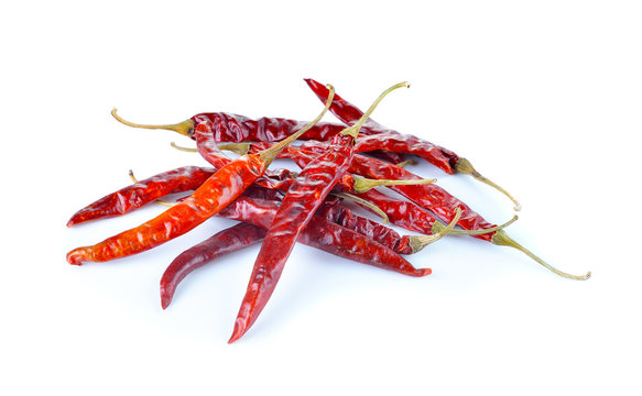 Dried Red Chili Pepper On White Background