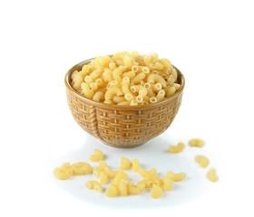 macaroni pasta close up  on white background