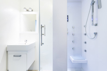 The bright bathroom in apartment