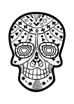 Black and white decorative skull