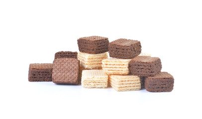 sweet wafer cream with chocolate on white background