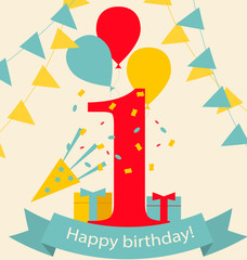 Happy First Birthday Anniversary card 