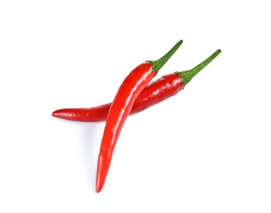 Hot chili peppers isolated on white background