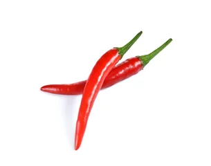 Fotobehang Hot chili peppers isolated on white background © dasuwan