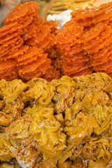 Traditional moroccan sweets on sale at Marrakesh market