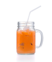 iced milk tea  isolated on white