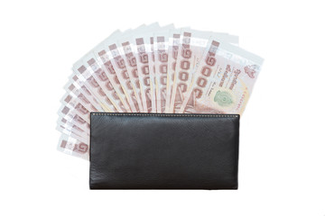 Thai money banknotes with wallet