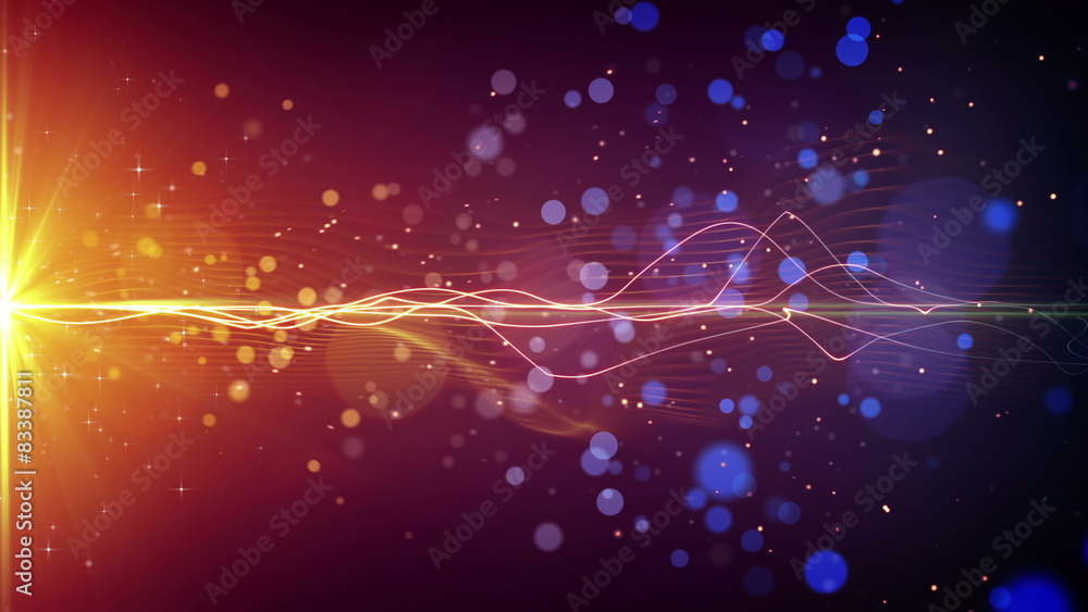 Poster light stripe and particles loopable background 4k