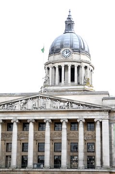 Architectural detail of the city hall in Nottingham, England