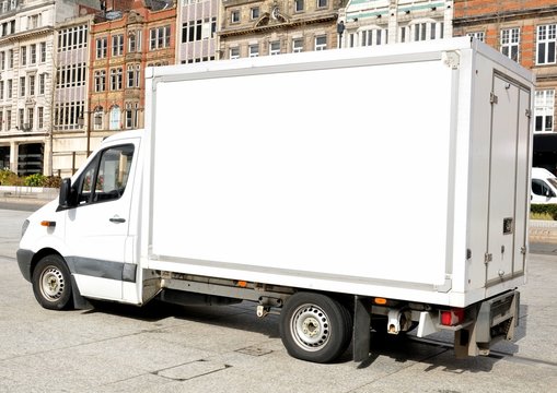 White Removal Van With Copy Space