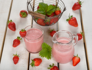 Milkshake with strawberries