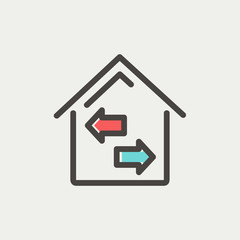 Obraz premium House with left and right arrow thin line icon