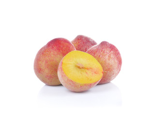 Ripe peach fruit isolated on white background