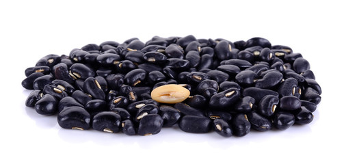 Black beans isolated on the white background