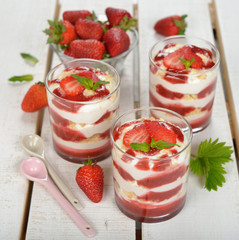 Dessert with strawberries and whipped cream