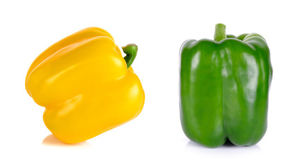 Yellow and Green paprika isolated on the white background