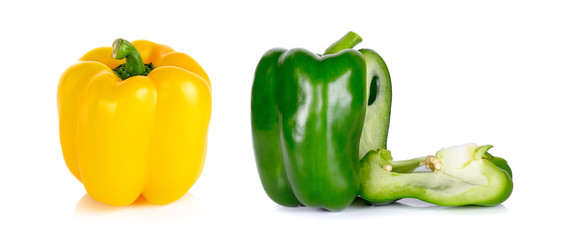 Yellow and Green paprika isolated on the white background