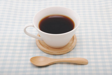 ホットコーヒー 木のティースプーン テーブル