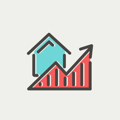 Residential Graph Increases thin line icon
