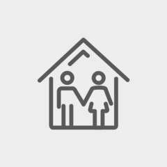 Family house thin line icon