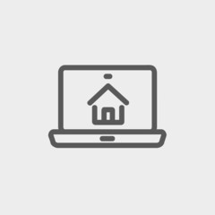 Online house shopping thin line icon