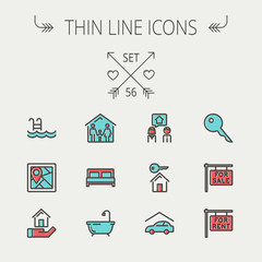Real Estate thin line icon set