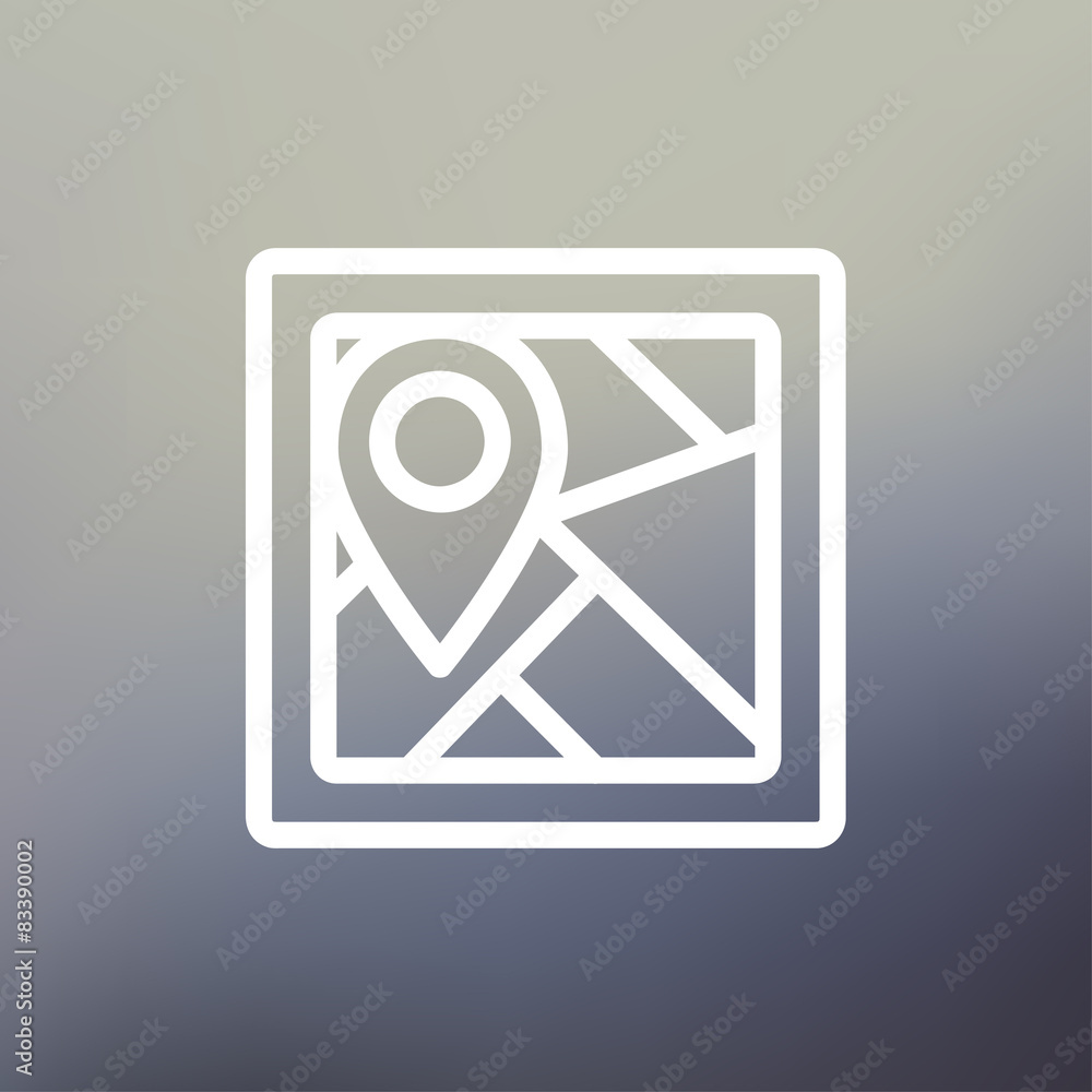 Poster map pointer house thin line icon