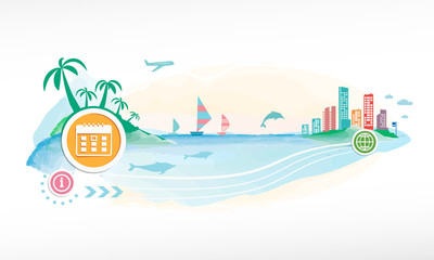 Naklejka premium Сalendar on travel background.