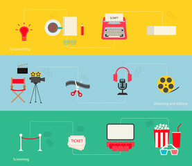 Movie making icons set 